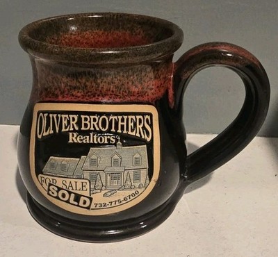 Deneen Handthrown Pottery No Spill Mug Oliver Brothers Realators Coffee Tea 2019