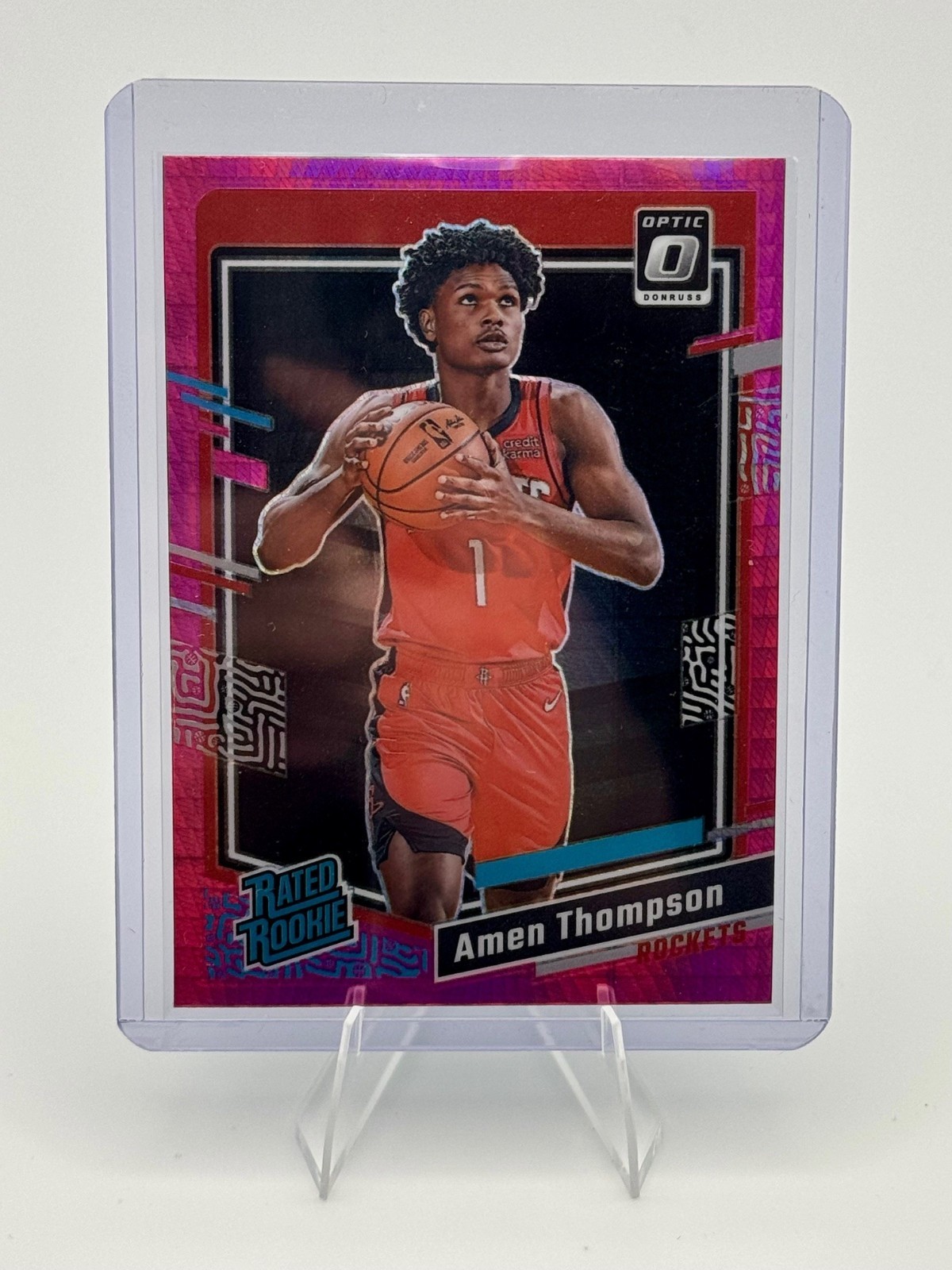 Amen Thompson 2023-24 Donruss Optic Rated Rookie Pink Hyper Prizm #229 RC
