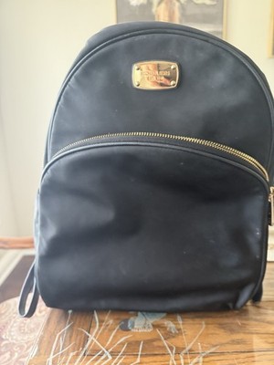 Michael Kors Black Leather Abbey Backpack Black Gold
