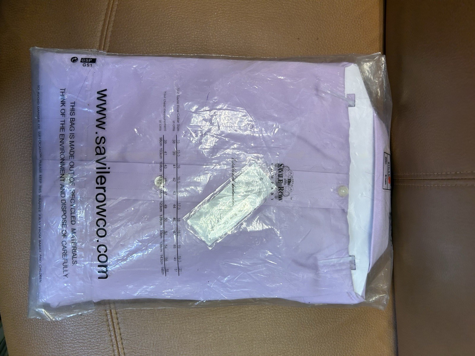 FILA Camicia The Savile Row Company 20 pollici viola lilla nuova