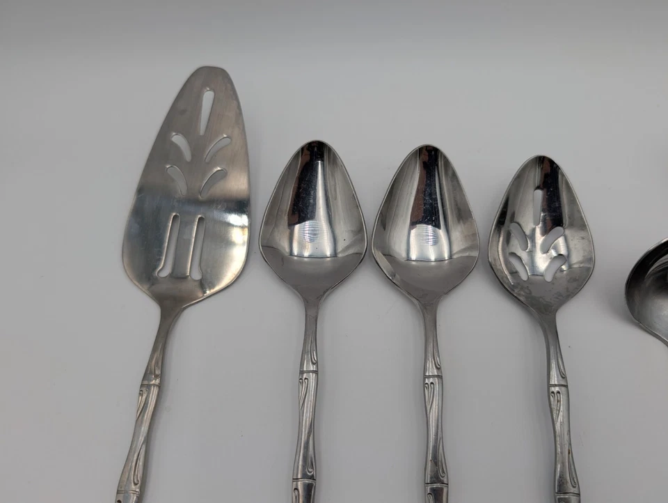 Bamboo Stainless Flatware Serving  Utensil Lot Korea - Image 4 of 4