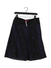 Monsoon Women's Midi Skirt UK 12 Black Geometric 100 Cotton Midi A-Line