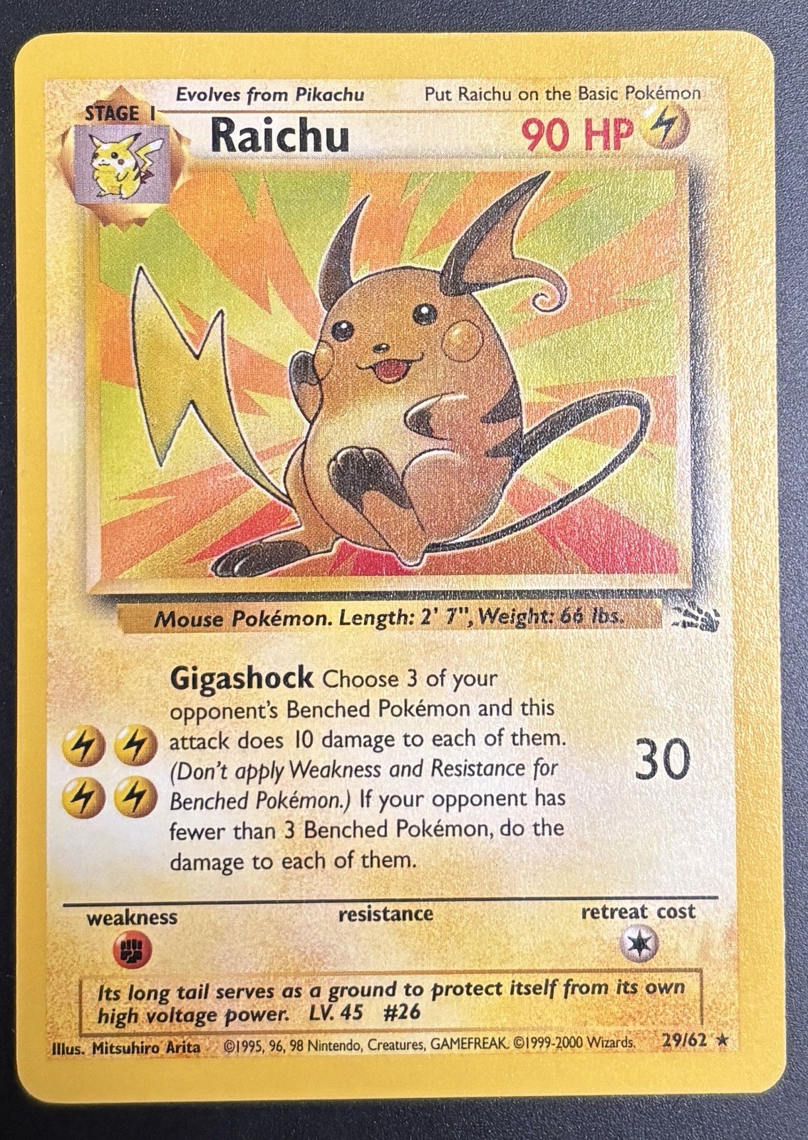 Pokémon Raichu Fossil 29/62 Rare Unlimited Rare Pokemon Card TCG non-holo 15