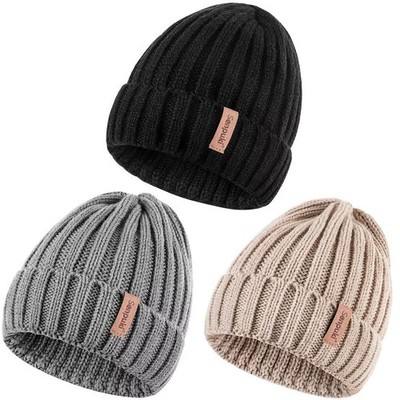 SENPUKI Womens Winter Knitted Beanie Hat One Size, Black+light Gray+beige