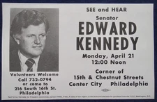 Vintage 1976 Edward TED Kennedy for President Philly event  hand-out flier