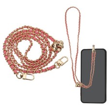 Phone Lanyard, 47" Adjustable Crossbody Phone Gold Chain with Tether Tab, Pink