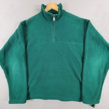 Vintage Lands End Mens L Polartec Fleece Pullover 1/4 Zip Forest Green USA Made