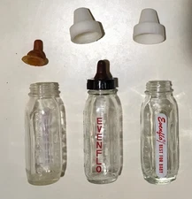Vintage Lot of 3 Evenflo Glass Baby Bottles, 1 oz each