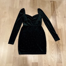 Windsor Woman’s Velvet Emerald Green Dress SZ S Puff Sleeves Babydoll Whimsigoth