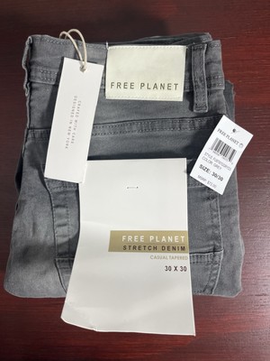 Free Planet Jeans Mens 30x30 Stretch Denim Tapered Fit Gray  Stretch Denim NWT