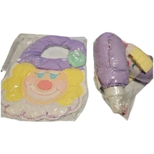 Vintage New Clown Bib & Bottle Cover Set - Baby Essentials