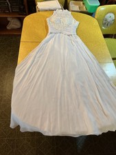 PRECIOUS FORMALS Heavy Beaded Sequin Pearl Bodice WEDDING DRESS Ivory Dress sz 4