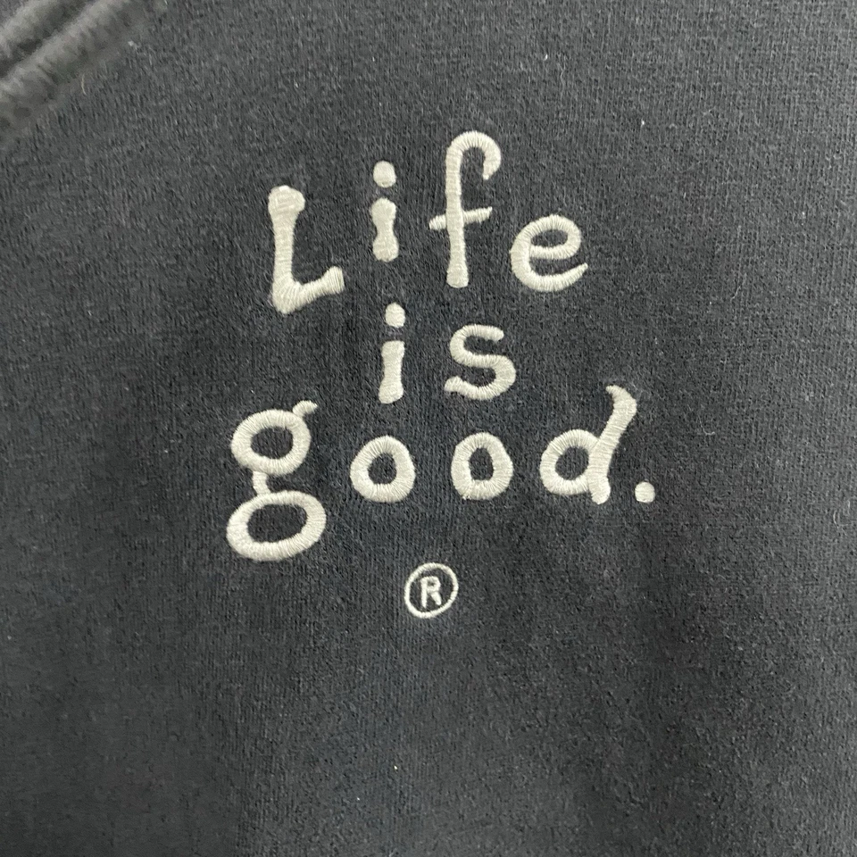 Mujeres XL Life Is Good Sudadera con Capucha Cremallera Completa Bolsillo Negro Súper Suave 1c Foto 2 de 4