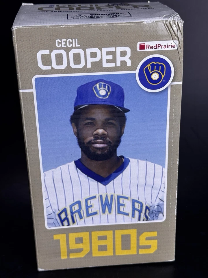 Vintage 2010 Milwaukee Brewers Cecil Cooper Pin Stripe Bobblehead / New In Box - Image 2 of 4
