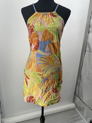C&C California Linen Blend Tropical Halter Sun Dress Size S Coverup Small  Beach | eBay