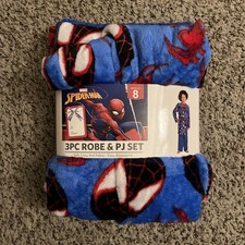 Spider-Man 3 Piece Robe  Pajama Set Medium 8