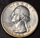 1942 D Washington Silver Quarter 25c US Coin Denver Album Toned!!!!