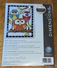 Dimensions Owl Trio Counted Cross Stitch Kit 5x7 70-65159  NEW 