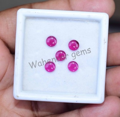 5 Pcs Natural Mogok Pink Ruby Round  4.80 mm Certified 4.10 Ct Loose Gemstone
