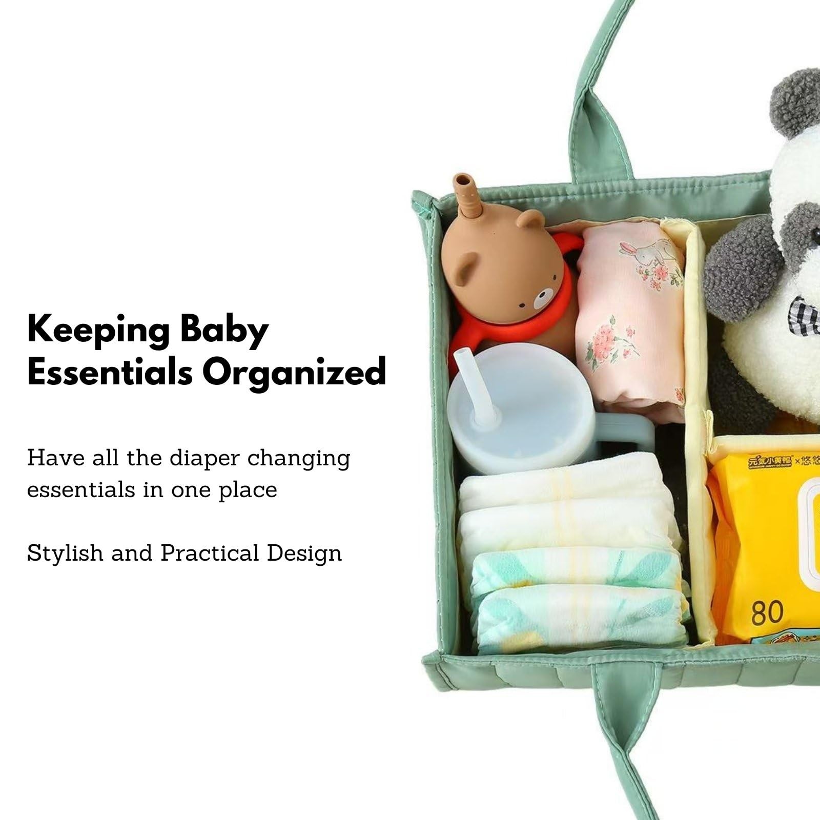 PandaEar Baby Diaper Caddy Organizer Large Nursery Storage Basket with Handle