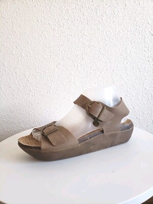 Kickers Kimo Women Buckle Straps Beige Leather Slingback Platform Sandals