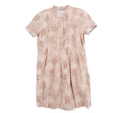 FAHERTY Gemina Mini Dress Palm Print Pintuck Lien Ecovero Blend Size XS