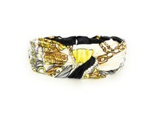 Yellow Pleated Fabric Fashion Headband w/ Top Knot