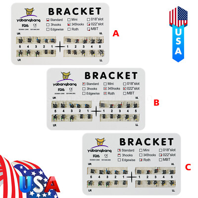 3Types Dental Orthodontic Bracket Braces Standard Roth/MBT 022 3/345 Hooks SA