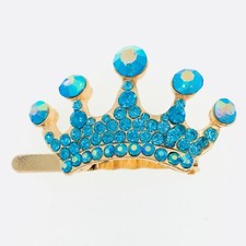 USA Crown Magnet Hair Clip Hairpin Rhinestone Crystal Tiara Barrette BLUE 11