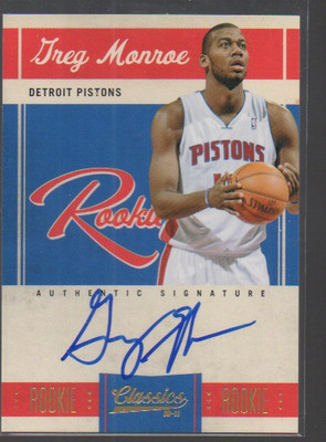 GREG MONROE 2010-11 PANINI DONRUSS CLASSICS ROOKIE ON CARD AUTO #161  /399