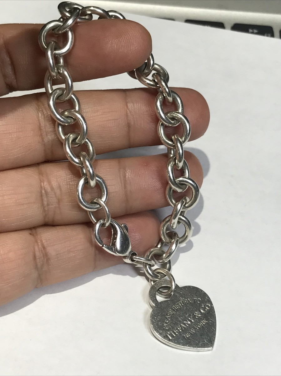 Tiffany & Co 925 sterling silver heart tag bracelet 7