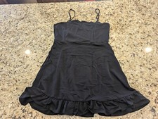 ASOS DESIGN strappy sundress with pep hem in black US 12