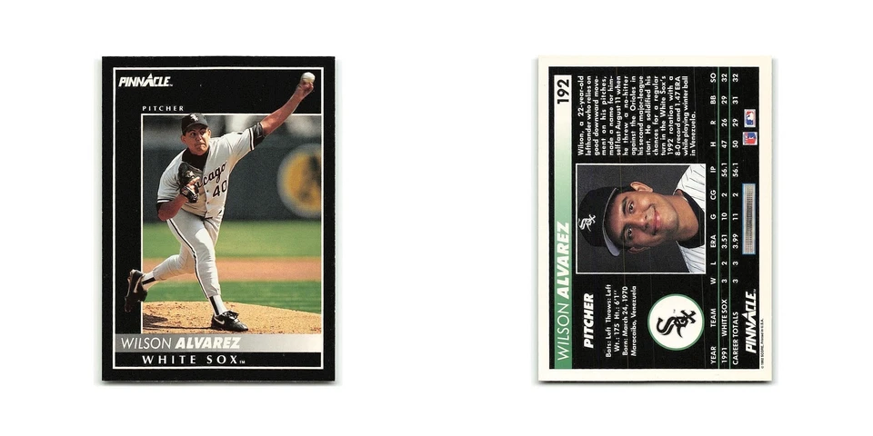 Wilson Alvarez 1992 Pinnacle #192 Chicago White Sox Baseball Card NM - Image 3 of 3