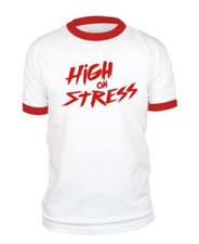 🌟 High on Stress Ringer T-Shirt – Retro-Inspired Comfort with Attitude! 🌟