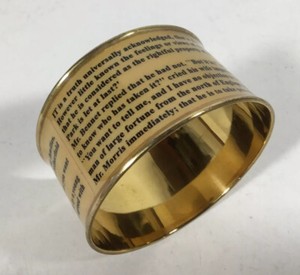 Authentic Gold Plated Metal “Printed Page” Cuff Bangle Bracelet