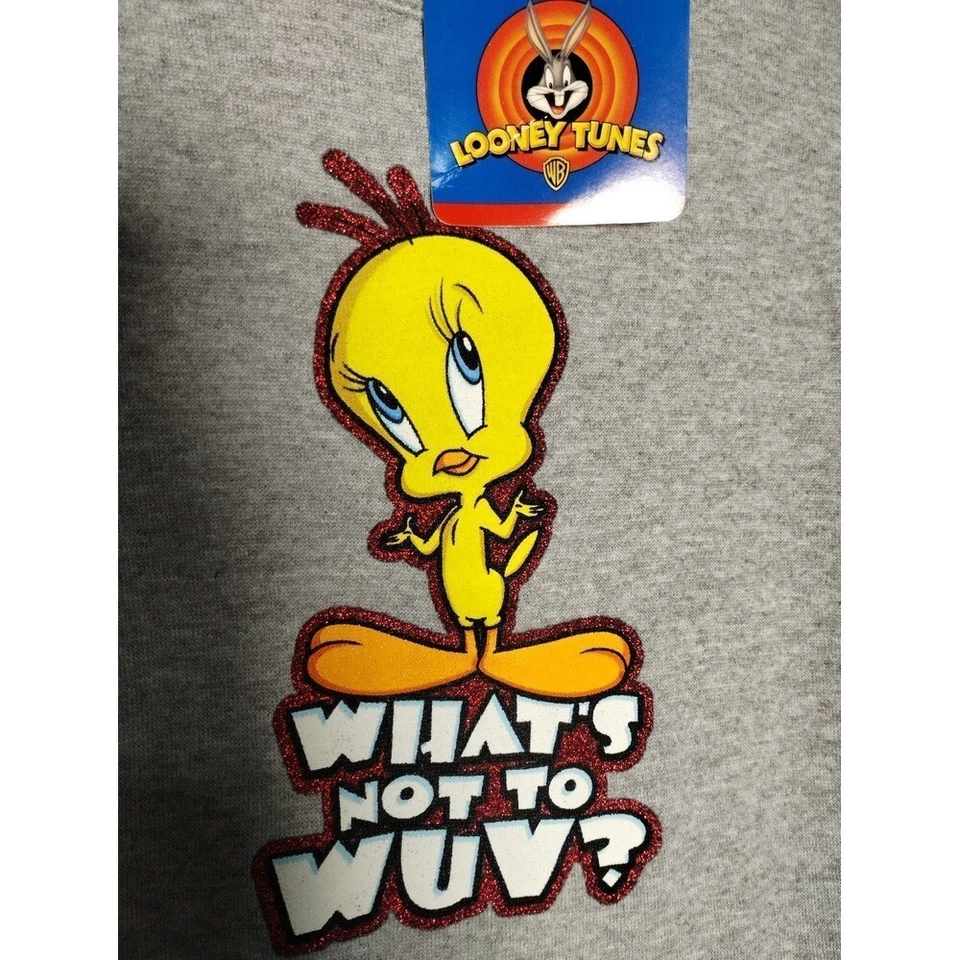 NUEVO CON ETIQUETAS Niñas Vintage 2001 Piolín Pájaro Looney Tunes Brillo Sudadera Juvenil Grande Foto 2 de 4
