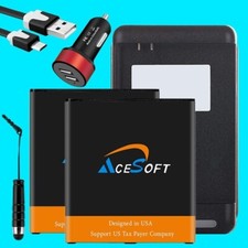 2x 3700mAh Li ion Battery USB/AC Car Charger Cable f Samsung Galaxy J3 SM-J320R