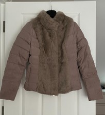 Quilted Jacket Liu.jo With Natural Rabbit Fur Taupe Colour Size 44 S/m