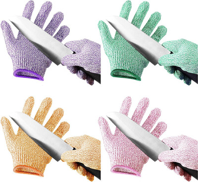 Kids Cut Resistant Gloves - 4 Pairs Level 5 Safety for Kitchen & Crafts