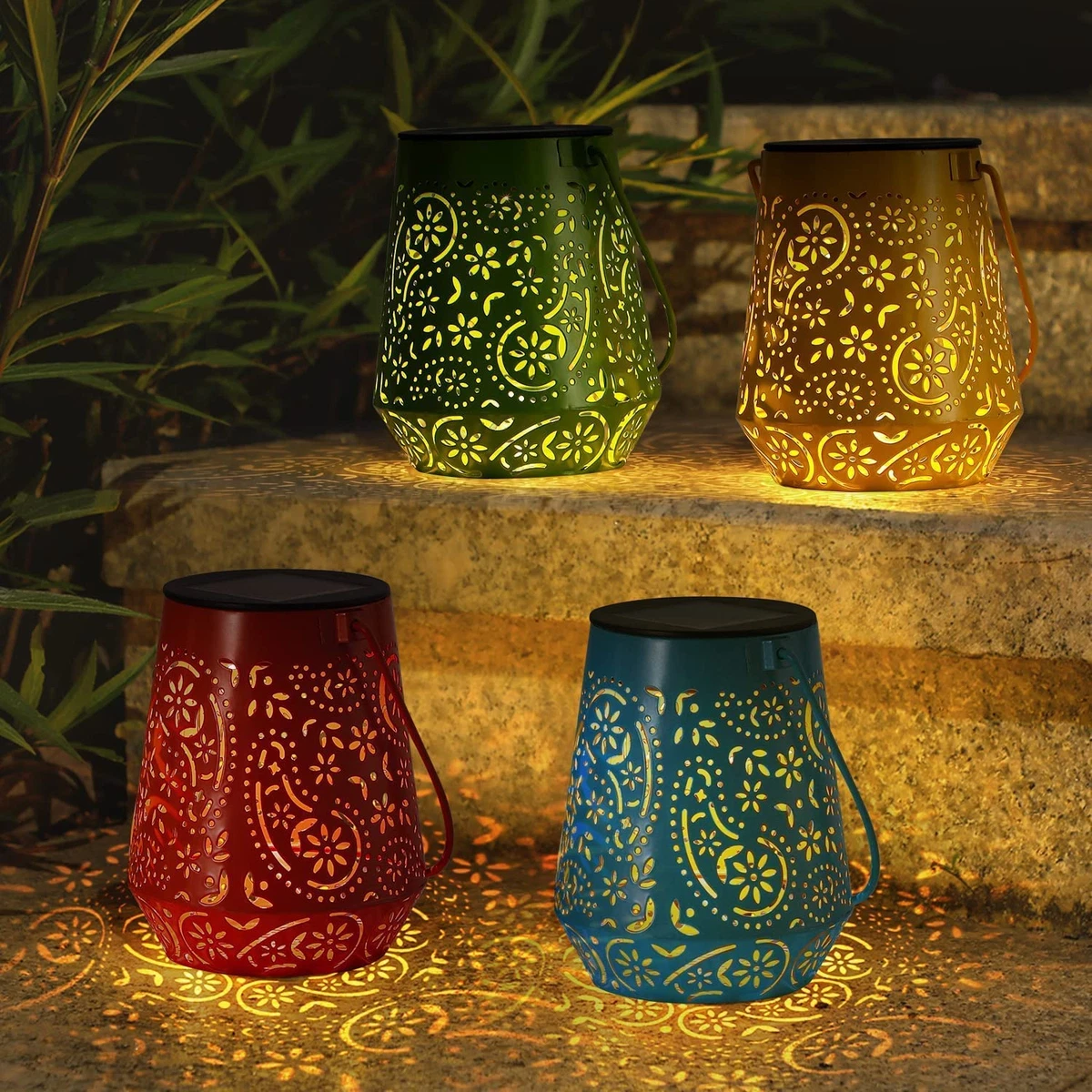 4 Pack Solar Lanterns Outdoor Garden Decor Solar Lights