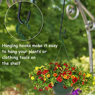 8 Pack S Hooks Heavy Duty 12 Inch Large S Shape Hooks for Hanging Plant Pots and Pans Steel Metal Hanger Hook Black Long S-Hook for Hanging Clothes,