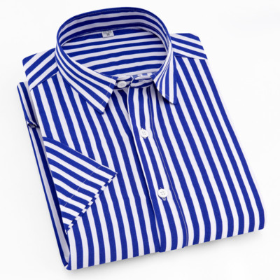 New Mens Dress Shirts Striped Casual Formal Short Sleeve Business Summer Shirts