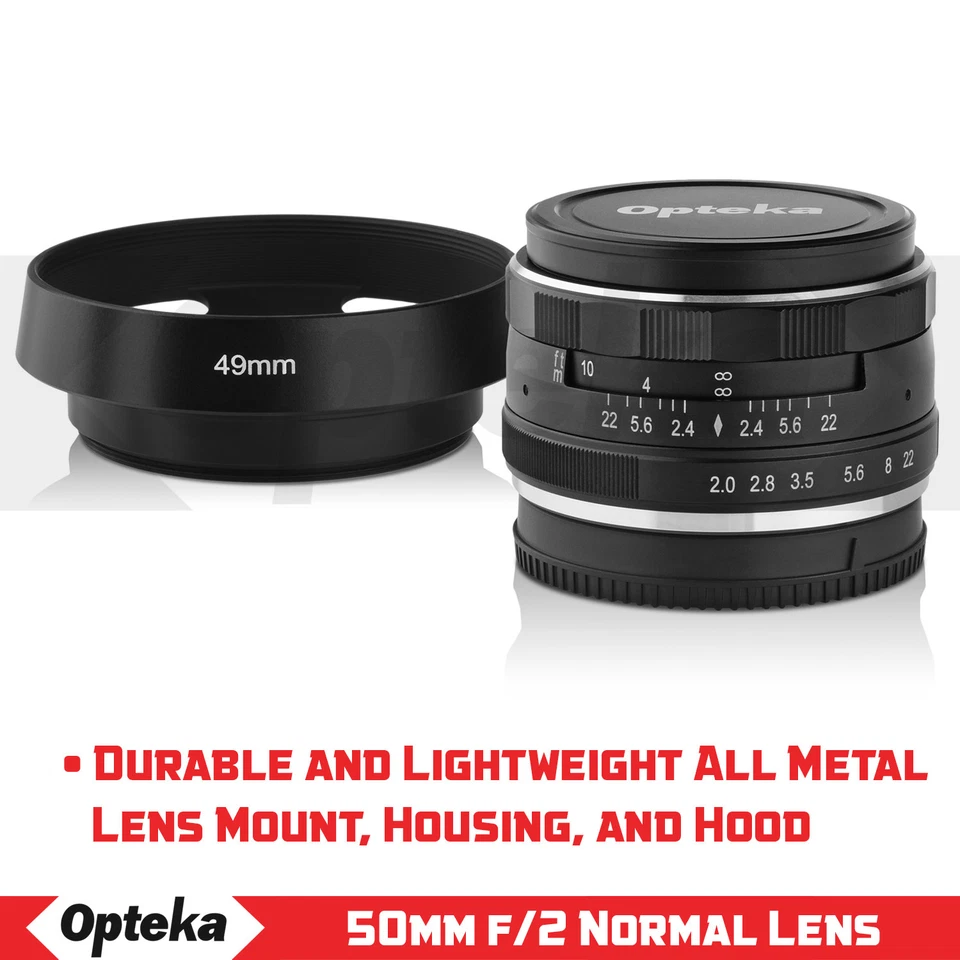 Opteka 50mm f/2.0 Lens + Kit for Olympus OM-D E-M10 E-M5 E-M1 PEN PL7 PL6 PL5 P5 - Image 2 of 4