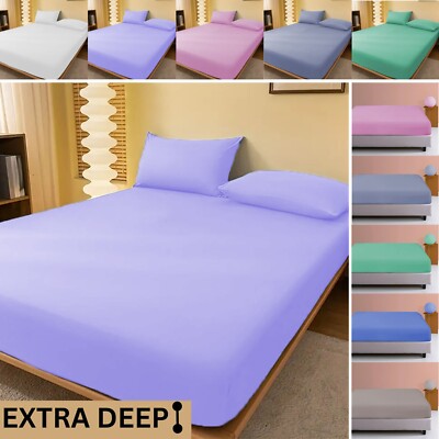 EXTRA TIEF 30cm Spannbettlaken Doppelbett Laken Luxus Ultra Weich Single Double
