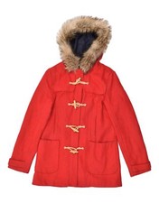 American Eagle Womens Hooded Duffle Coat Uk 12 Medium Red Wool Ag12