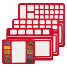 4 Styles Red Felt Beading Mat, Hard Back Bead Tray with Grids DIY Beading Bea...