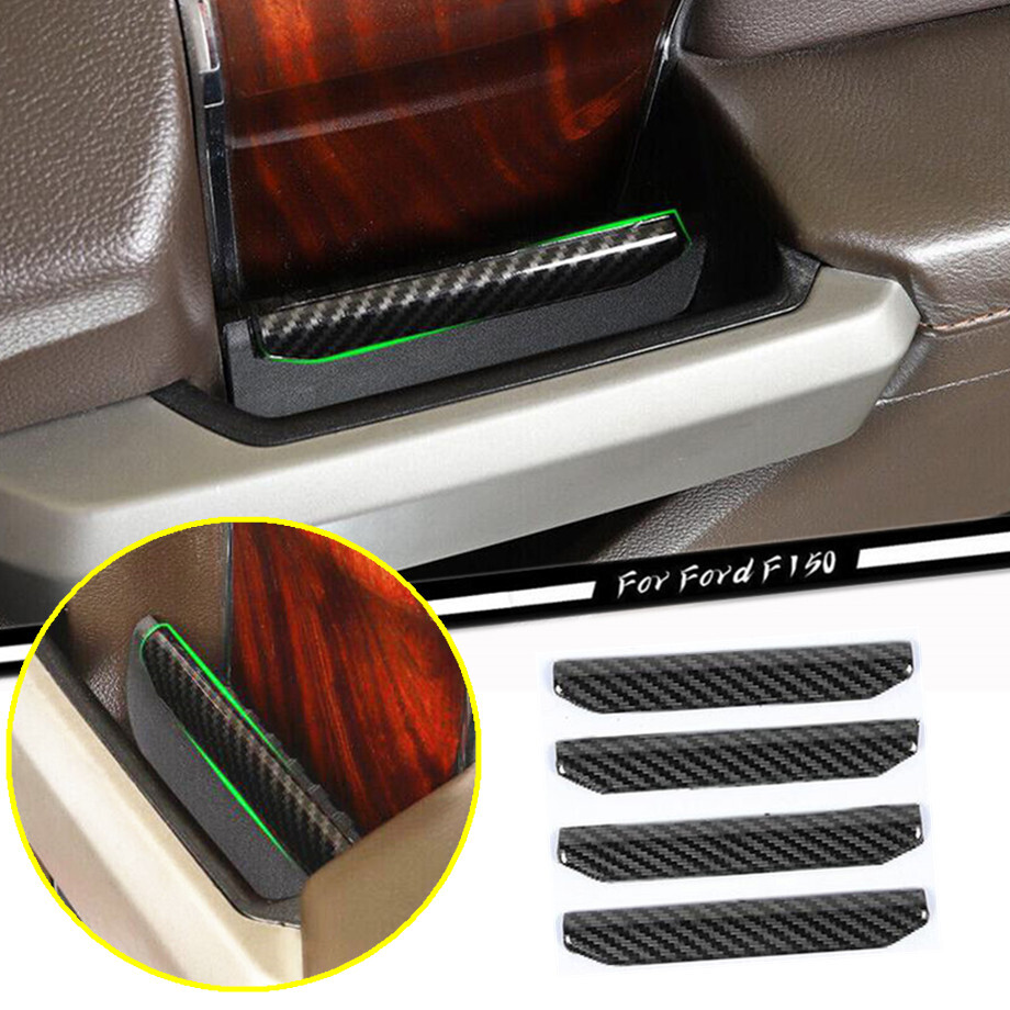 4P Car Inner Door Handle Trim Strip For Ford F150 15-20 Accessories Carbon Fiber