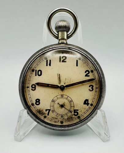 Antique British Military Pocket Watch - GS/TP Swiss Made 15 Jewels - Working
