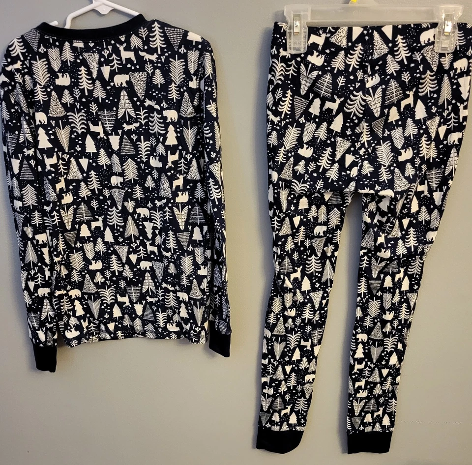 Pijama Old Navy infantil tamanho 10 azul tema de Natal algodão sem etiqueta manga comprida - Imagem 2 de 4