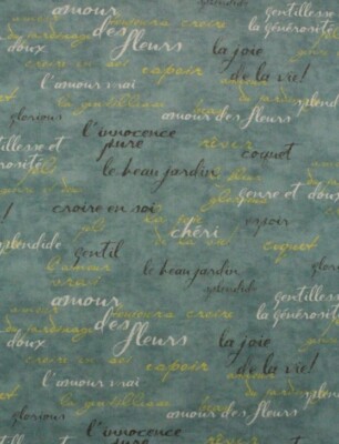 Waverly Inspirations French Script Spa Blue Paris Multi use Heavy Cotton Fabric